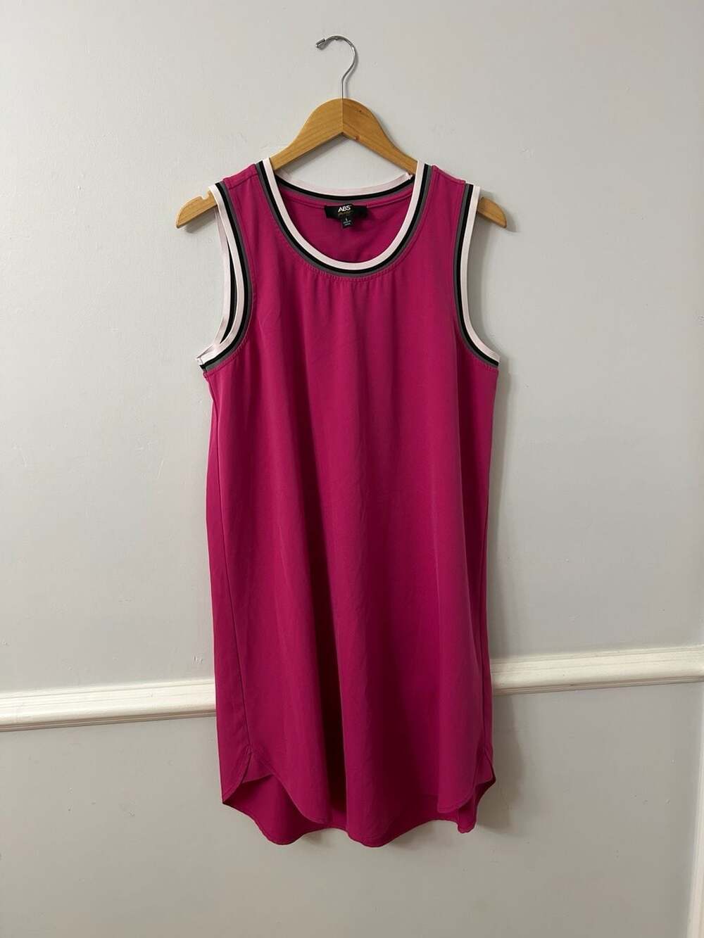 ABS Allen Schwartz Fuchsia Sleeveless Tank Mini Dress with Contrast Trim